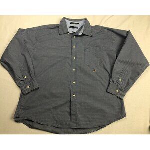 Tommy Hilfiger Mens Blue White Striped Button Front Collar Shirt Size 2XL